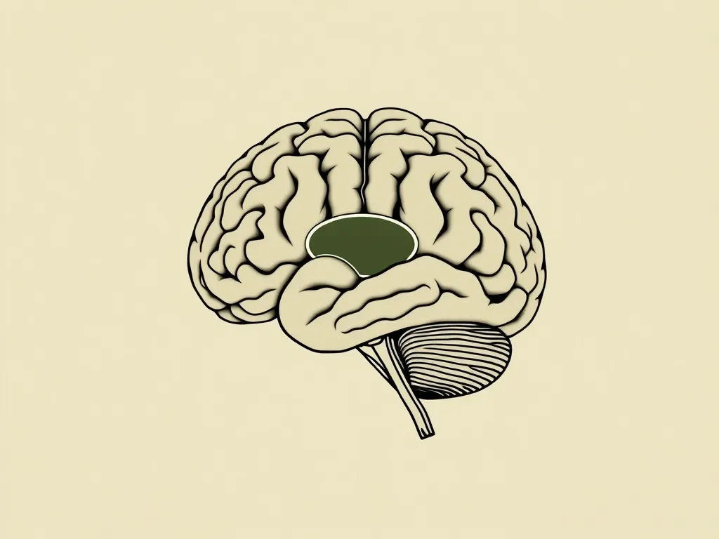 A minimalist medical-style diagram of the human brain highli