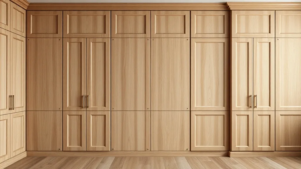 A very clean, architectural view of built-in wooden storage
